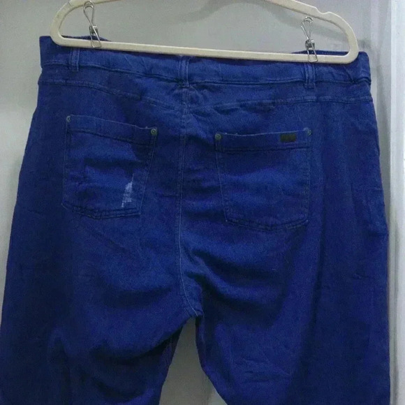 Hue Deep Ultramarine Skimmer Ripped Denim Hi-Rise Leggings / Size 20W - Picture 11 of 16